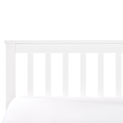 PineLane Bed Frame White Pine Wood Single 3Ft Headboard Minimalist
