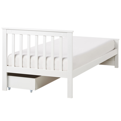 PineCraft Bed Frame White Pine Wood With Two Drawers Storage EU Single 3ft Headboard Minimalist