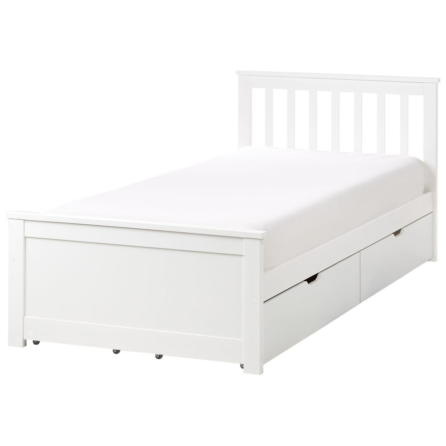 NordicNest Bed Frame White Pine Wood MDF Storage 4 Drawers EU 3ft