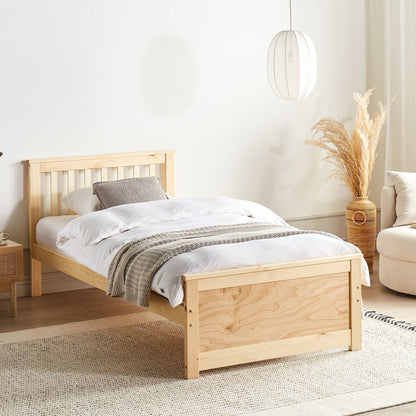BrandName Light Brown Pine Wood Frame 3ft Single Headboard Minimalist