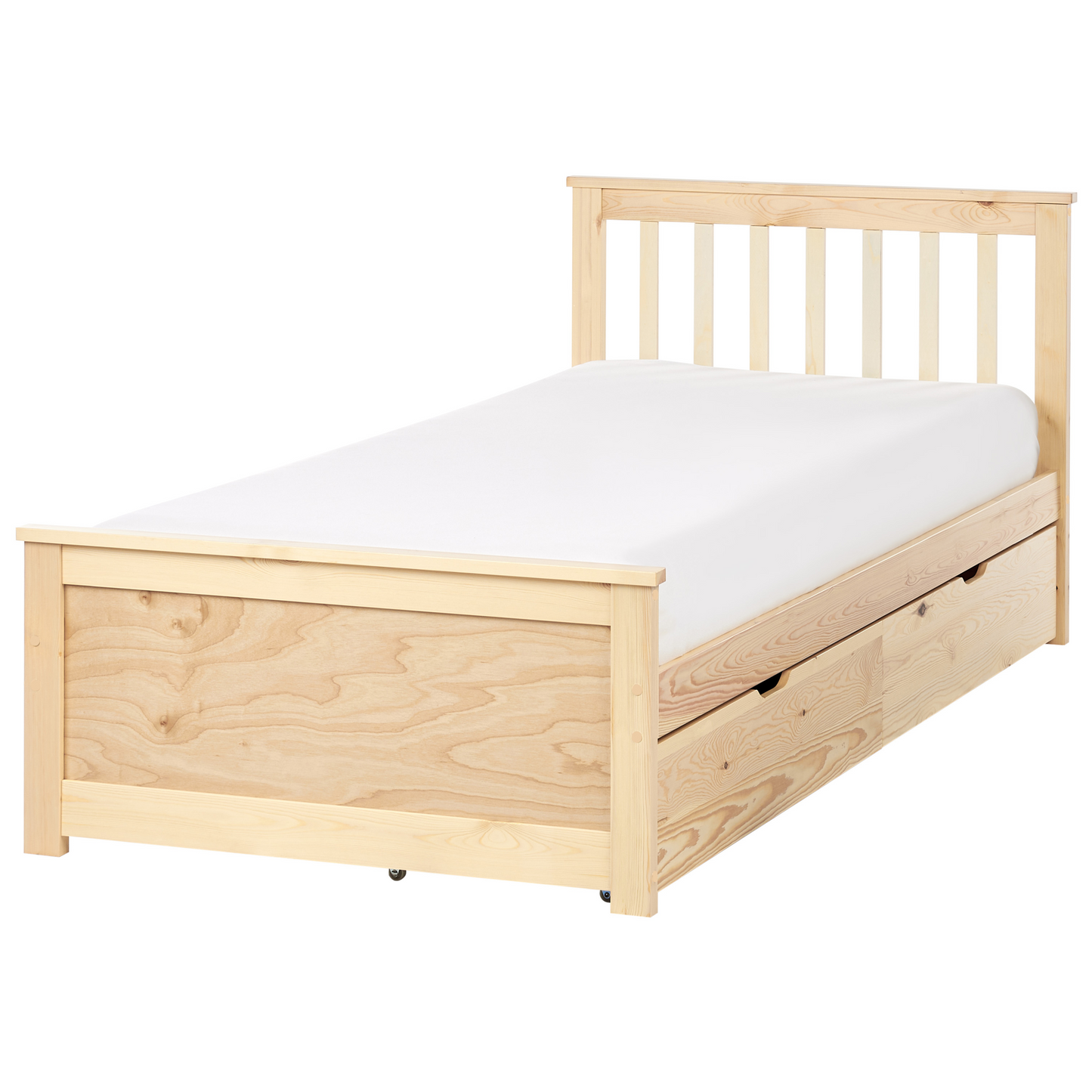 PineLux Bed Frame Light Brown Pine Wood EU Single 3ft 2 Drawers