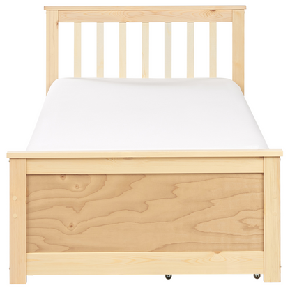 PineLux Bed Frame Light Brown Pine Wood EU Single 3ft 2 Drawers