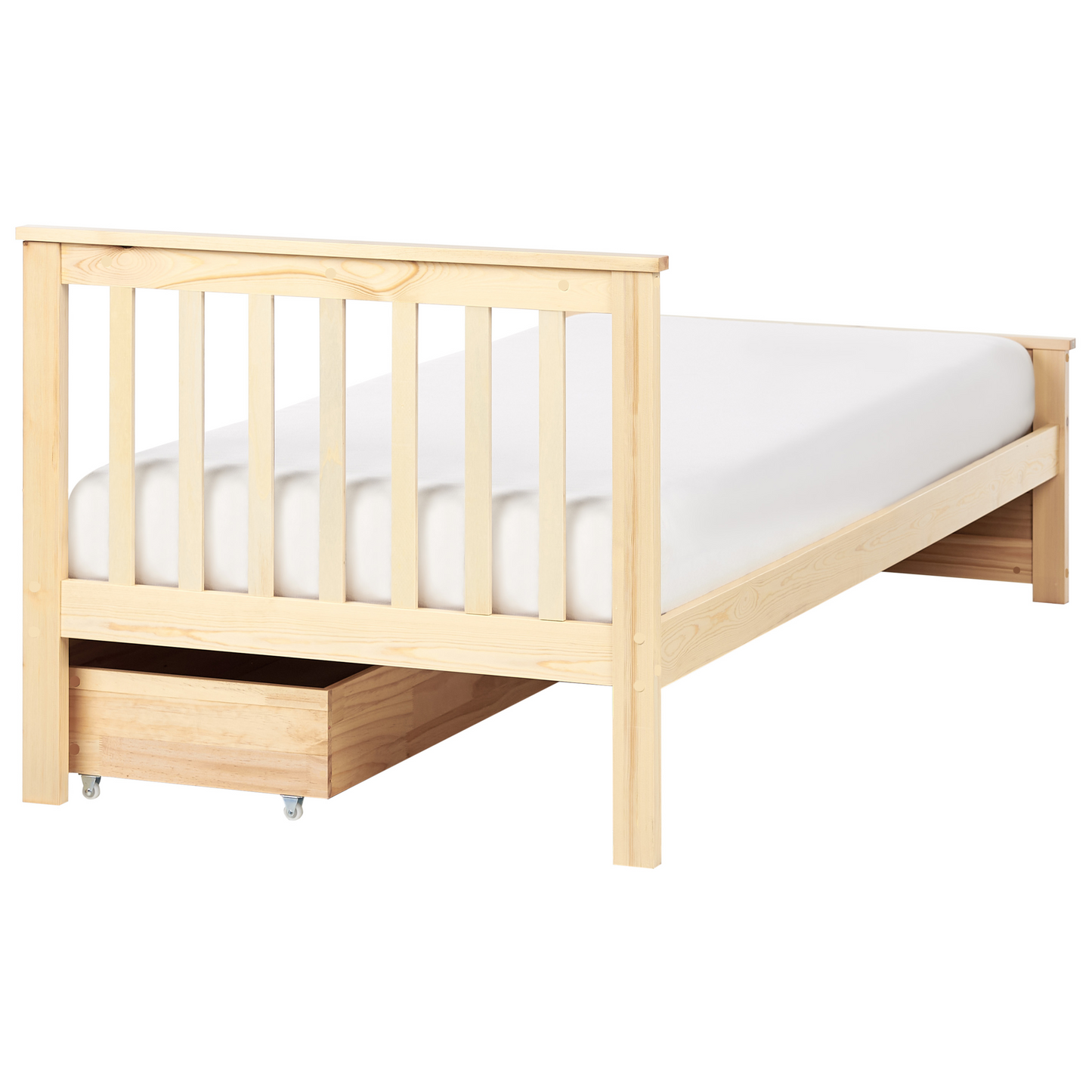 PineLux Bed Frame Light Brown Pine Wood EU Single 3ft 2 Drawers