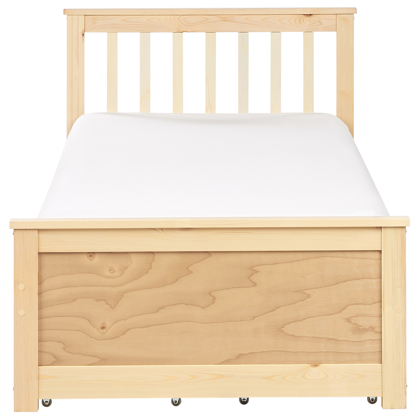 Everwood Bed Frame Light Brown Pine Wood 4 Drawer Storage Single 3Ft