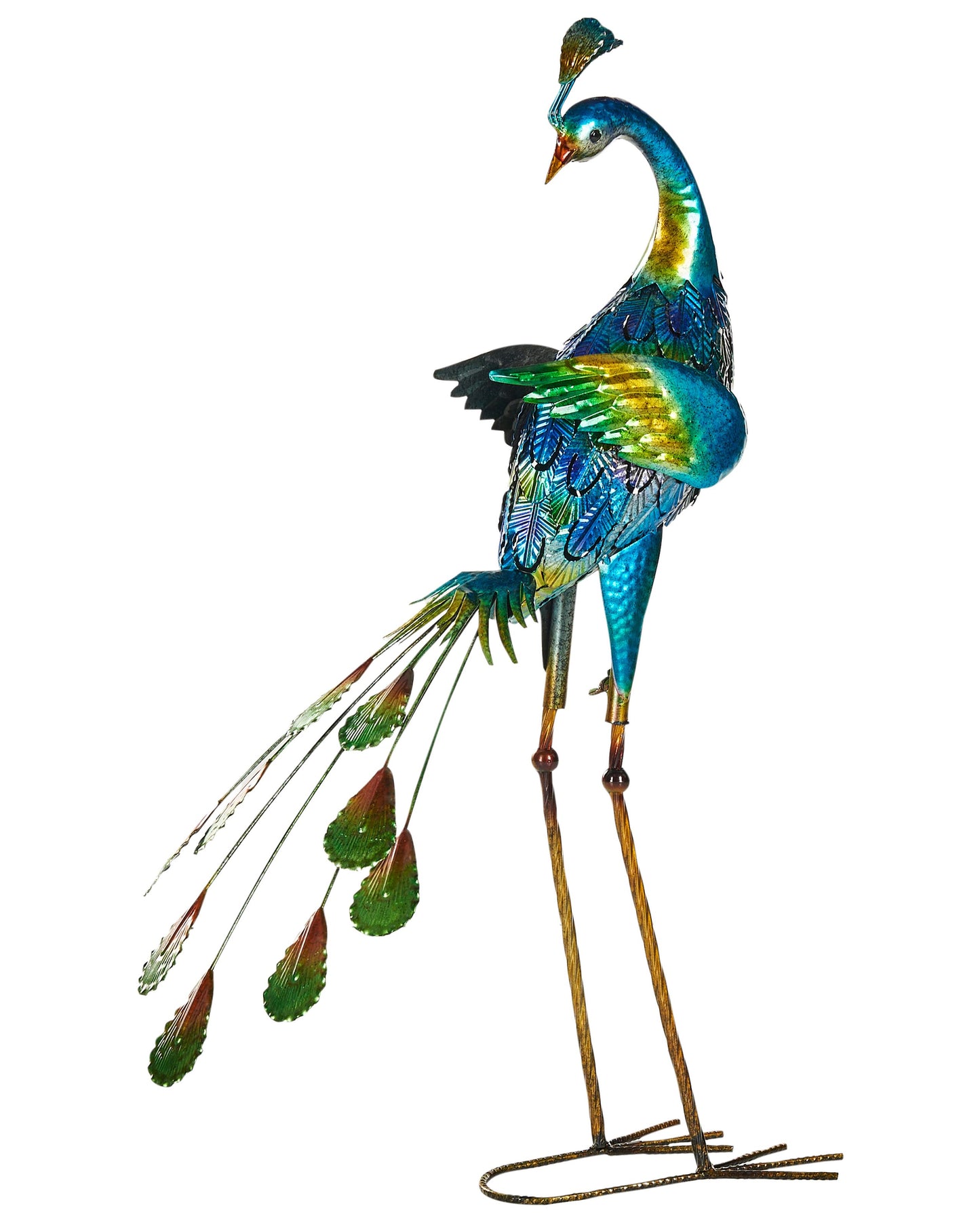 Peacock Metal Figurine 75cm Blue Indoor Outdoor Decor