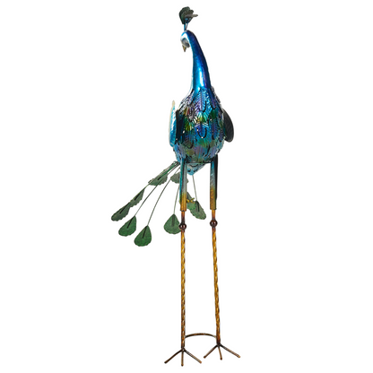 Peacock Metal Figurine 75cm Blue Indoor Outdoor Decor