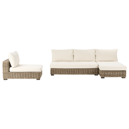 Left Hand Garden Conversation Set Grey Wicker Coffee Table
