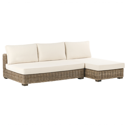 Left Hand Garden Conversation Set Grey Wicker Coffee Table