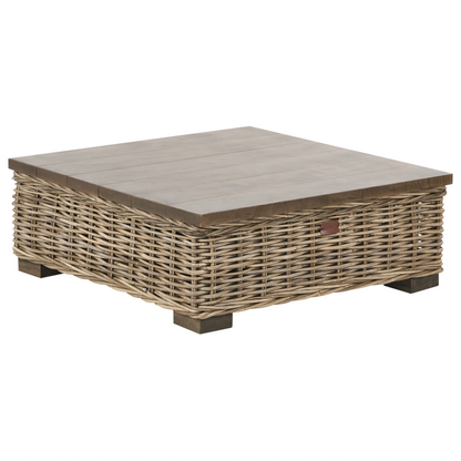 Left Hand Garden Conversation Set Grey Wicker Coffee Table