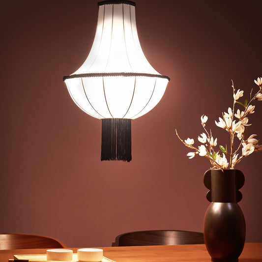 Heritage Lighting Vintage Pendant Lamp White Black Shade Tassels