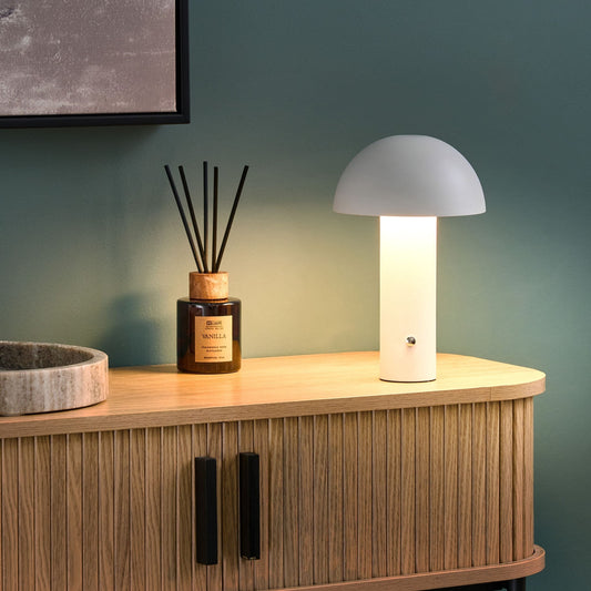 White Mushroom LED Table Lamp Wireless Iron Indoor Outdoor