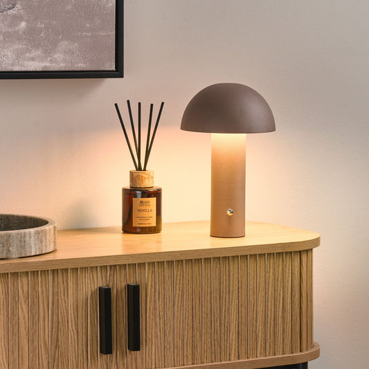 Brown Table Lamp Mushroom LED Wireless Iron Indoor Outdoor