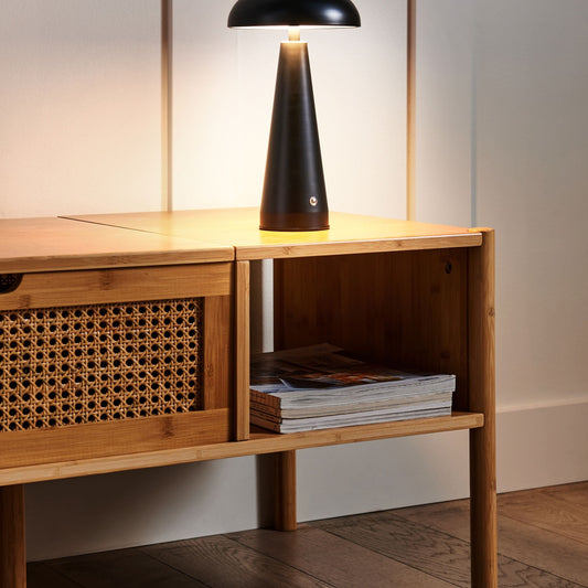Iron Table Lamp Wireless Dimmer Black Modern Indoor Light