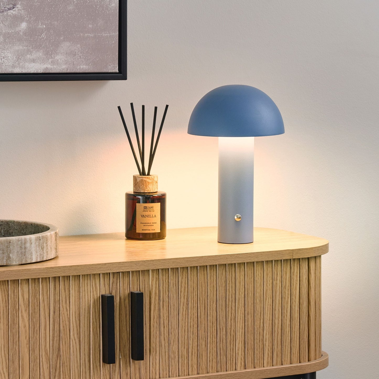 Blue LED Wireless Mushroom Table Lamp