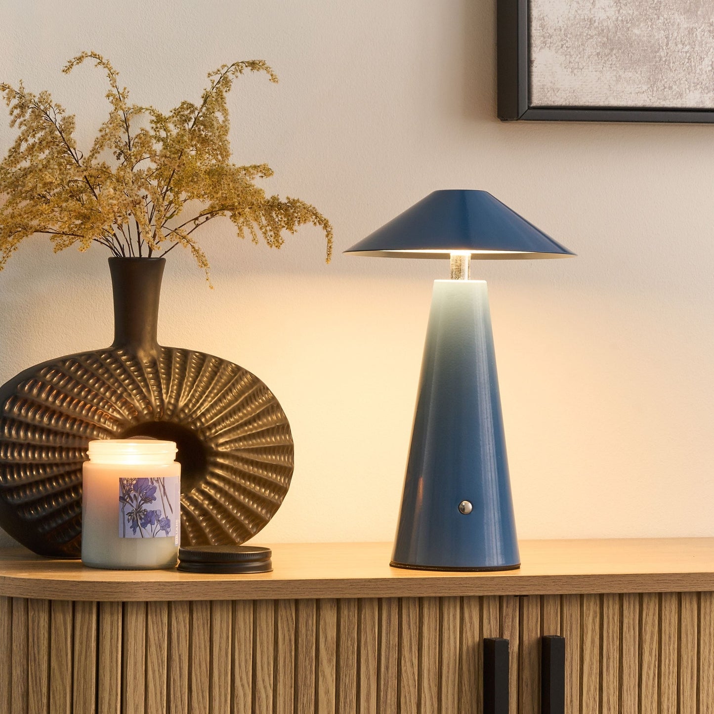 Table Lamp Blue LED Wireless Iron Indoor Mushroom Modern