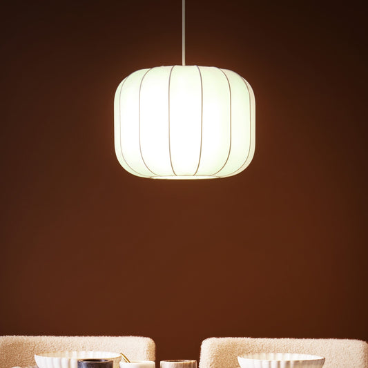Hanging Pendant Lamp White Nylon Shade Modern Minimalist Living Room Light