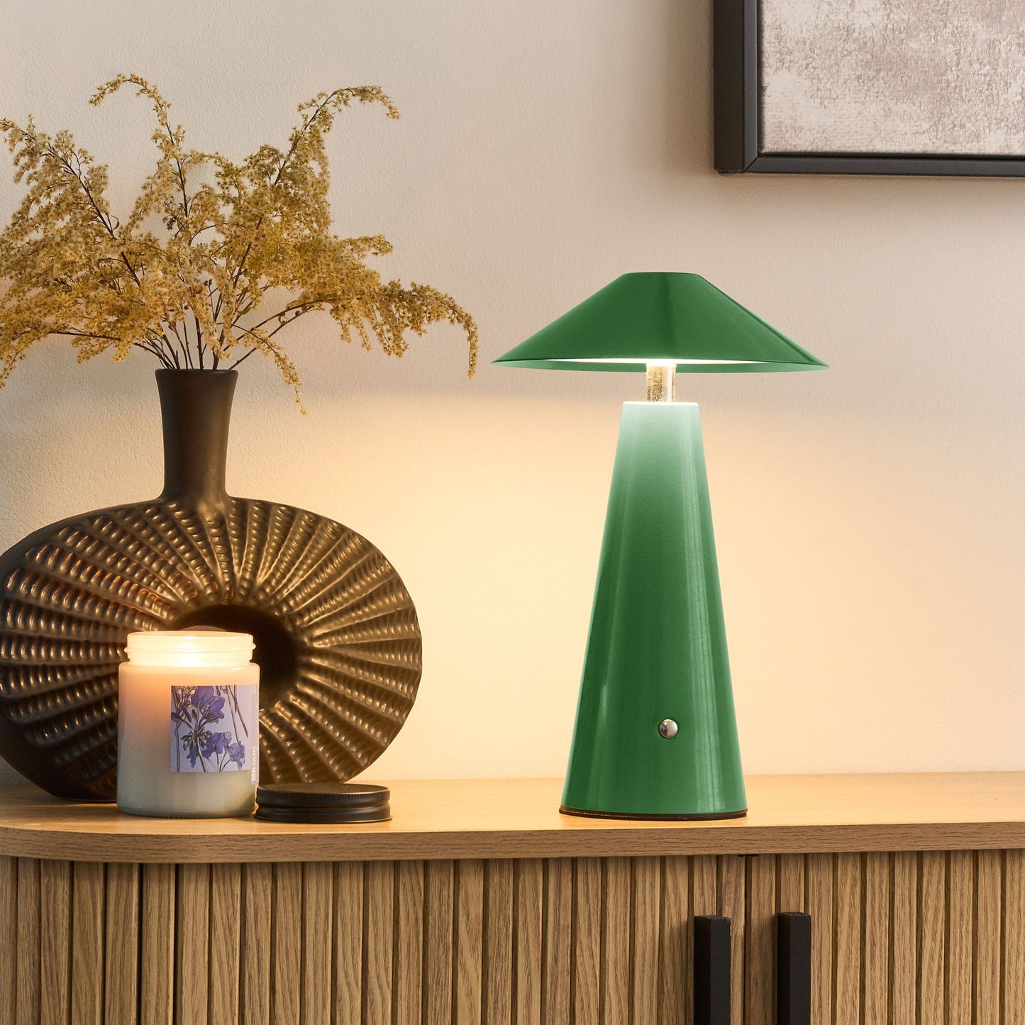 Table Lamp Green Led Wireless Iron Indoor Mushroom