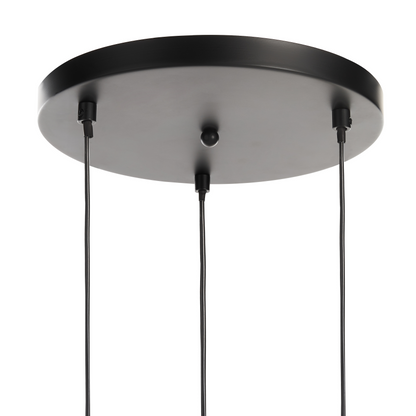 Three Light Hanging Pendant Beige Linen Shade Modern Design