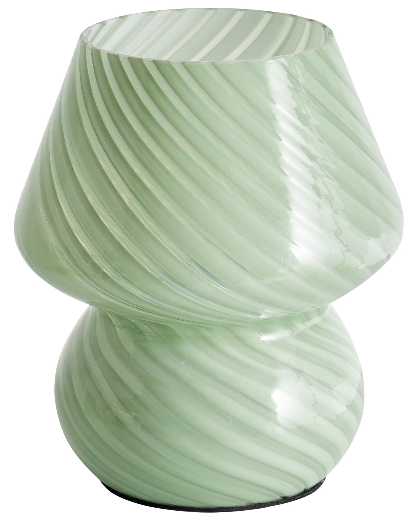 Green Glass Table Lamp Bedside Modern Round Base