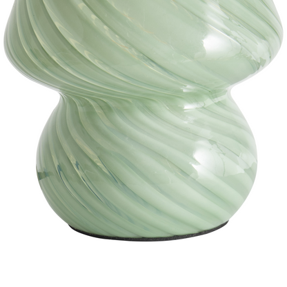 Green Glass Table Lamp Bedside Modern Round Base