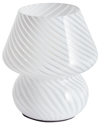 Home Modern Table Lamp Bedside White Glass Round Base With Cable For Elegant Bedrooms