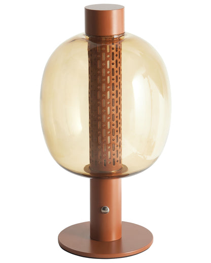 Nexa Modern Wireless Table Lamp LED Glass Shade Brown Aluminum