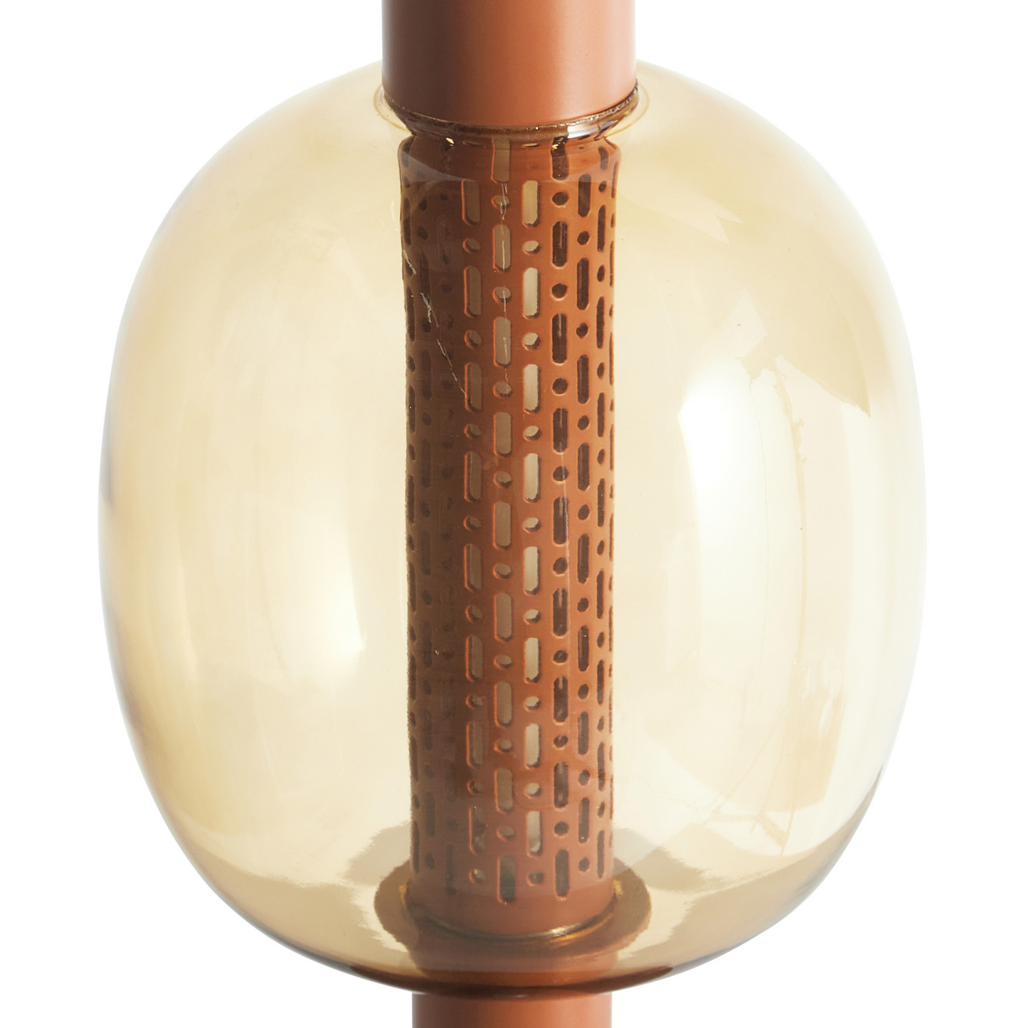 Nexa Modern Wireless Table Lamp LED Glass Shade Brown Aluminum