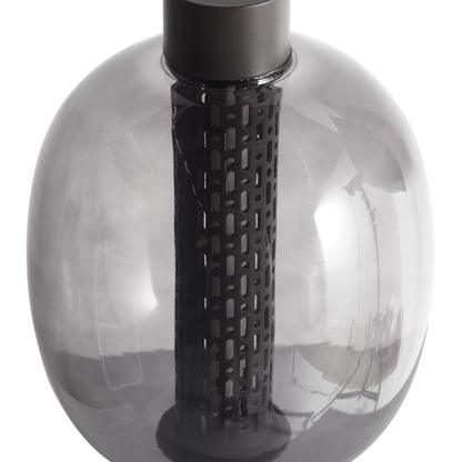 Black LED Wireless Table Lamp With Aluminum Glass Shade