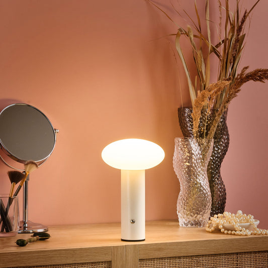 Table Lamp White LED Wireless Mushroom Modern Indoor