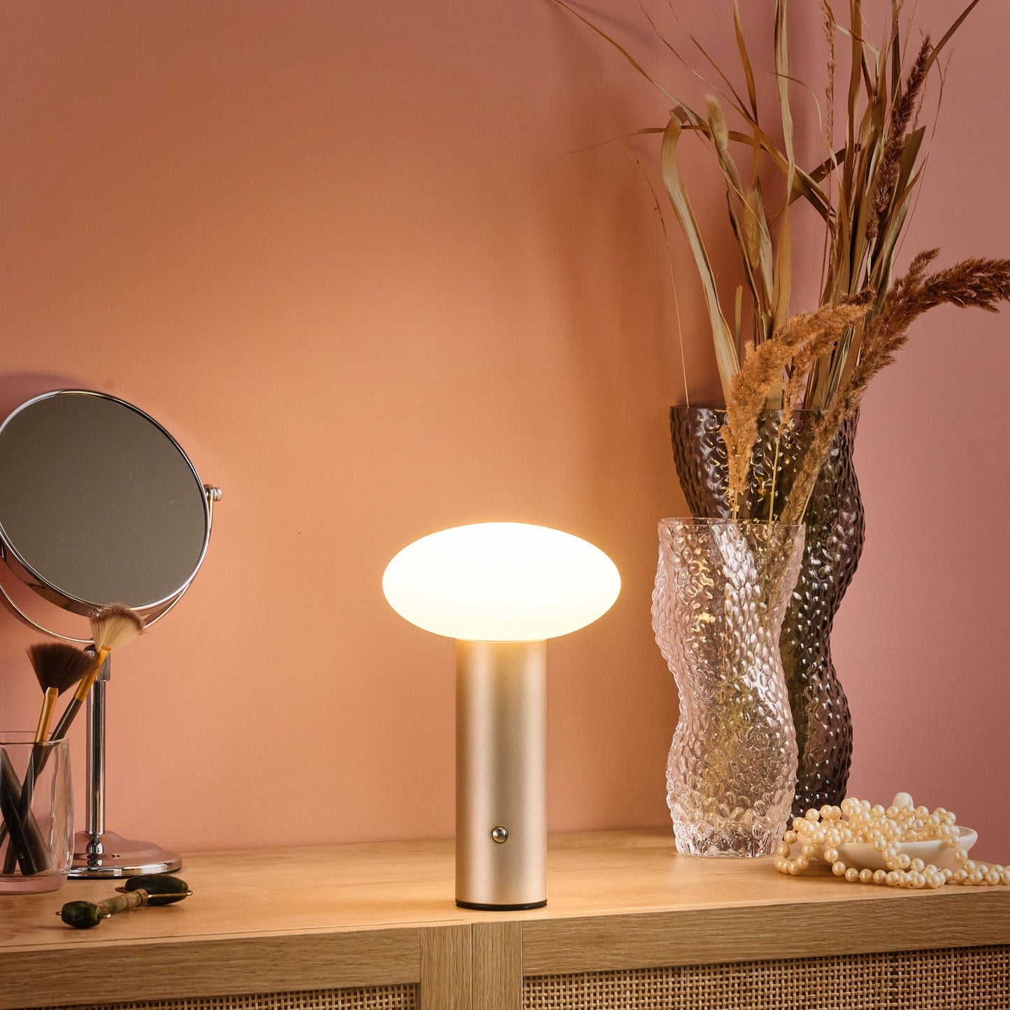 Gold LED Wireless Table Lamp Mushroom Modern