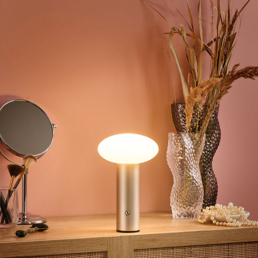 Gold LED Wireless Table Lamp Mushroom Modern