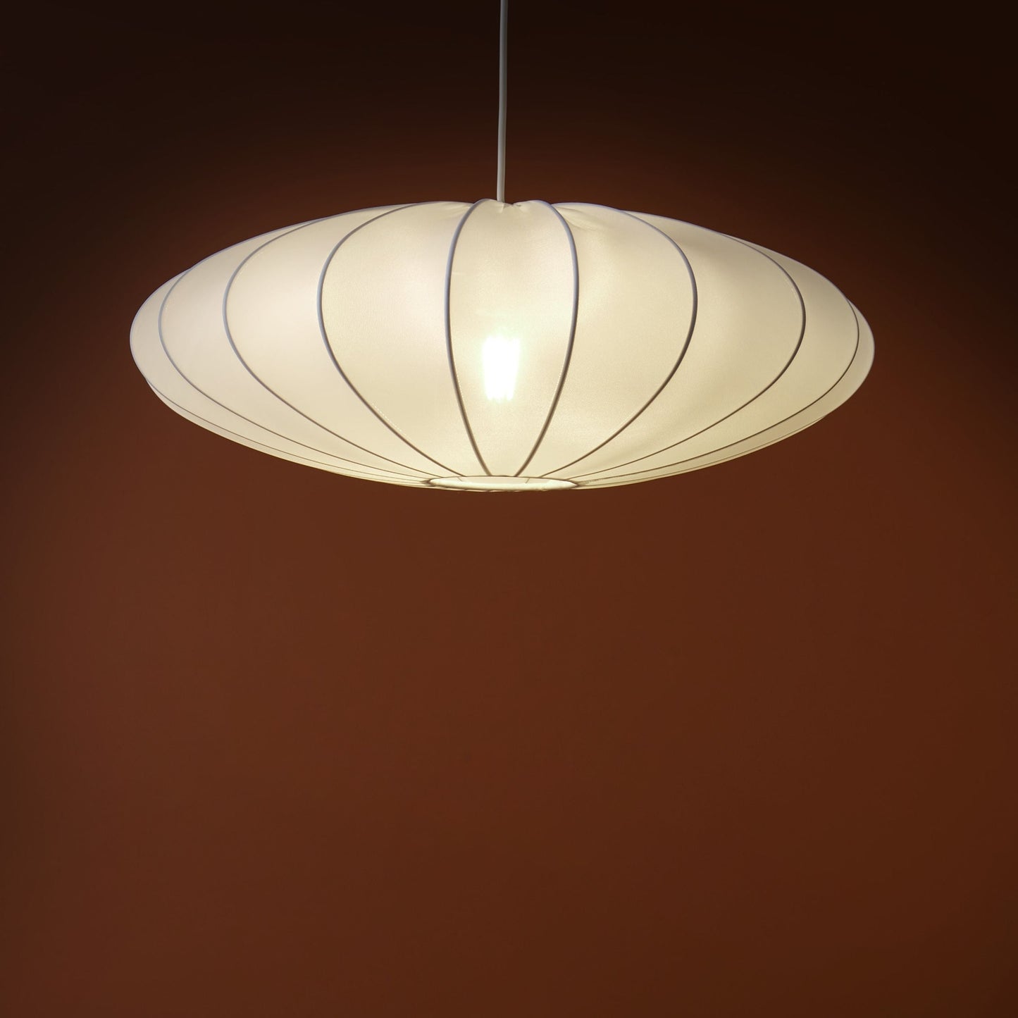 Hanging Pendant Lamp White Nylon Shade Modern Living Light