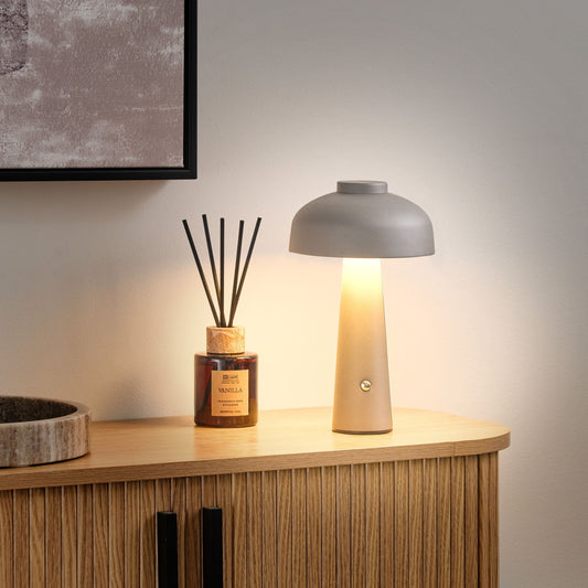 Table Lamp Grey Led Wireless Iron Indoor Mushroom Modern