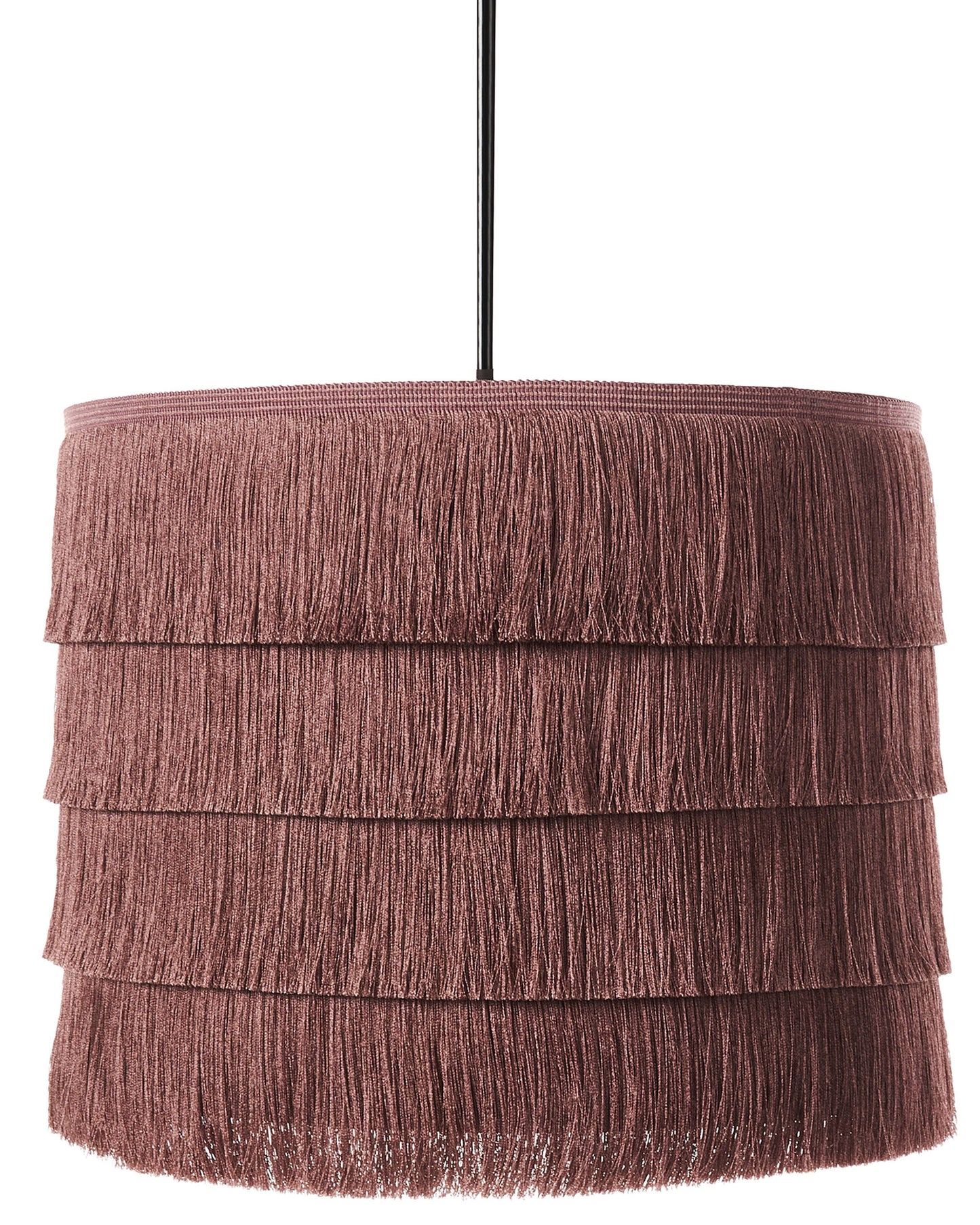 Hanging Pendant Lamp Pink Fringe Polyester Shade Modern Living Room