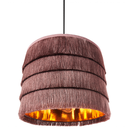 Hanging Pendant Lamp Pink Fringe Polyester Shade Modern Living Room