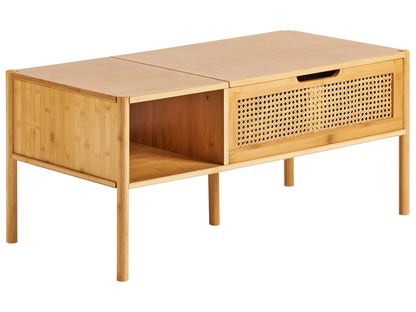 Coffee Table Bamboo Rattan 99 x 48cm with Storage