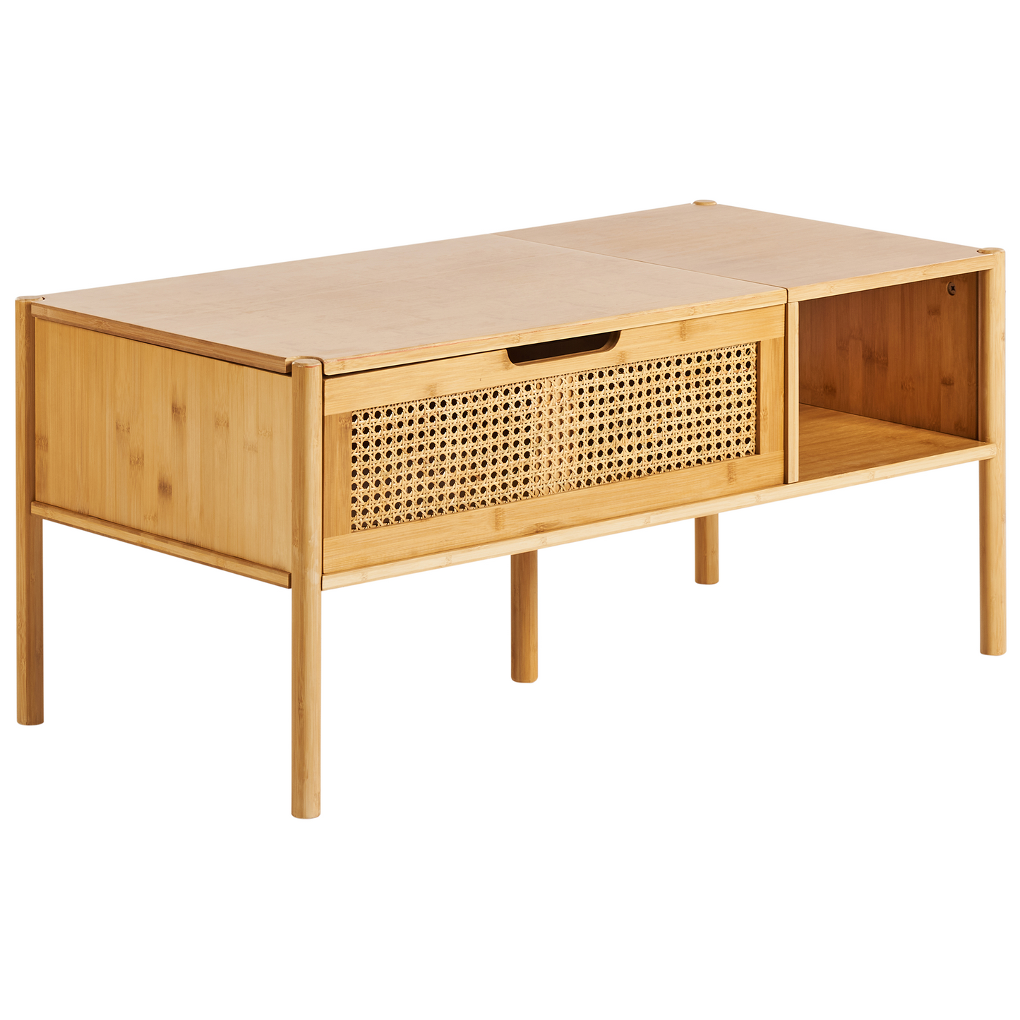 Coffee Table Bamboo Rattan 99 x 48cm with Storage