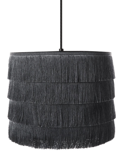 Black Fringe Pendant Lamp With Polyester Fabric Shade
