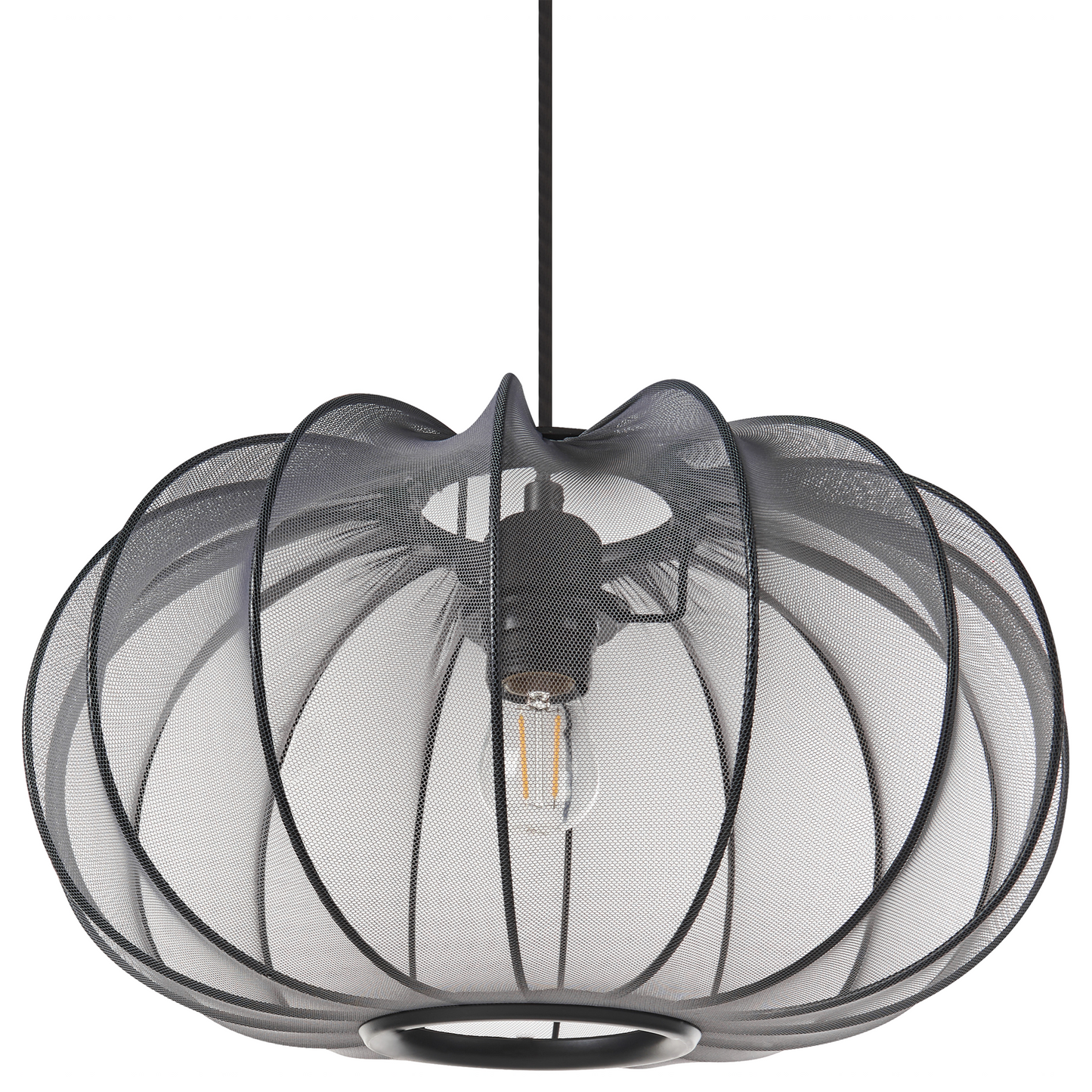 Hanging Pendant Lamp Black Nylon Shade Modern Living Light