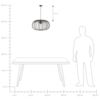 Hanging Pendant Lamp Black Nylon Shade Modern Living Light