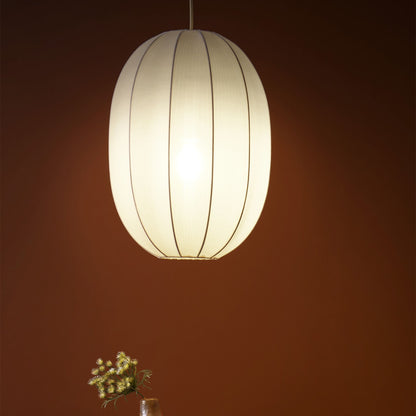 Astra Hanging Pendant Lamp White Nylon Shade Modern Oval Design For Living Room Illumination