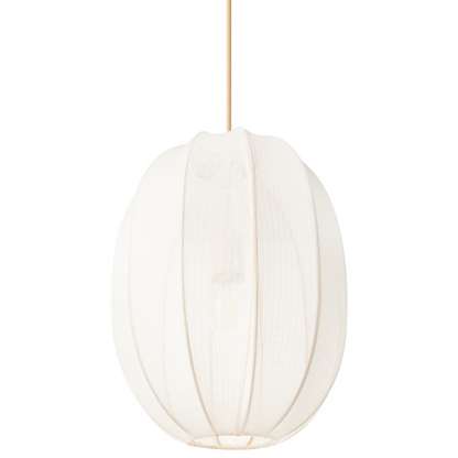 Astra Hanging Pendant Lamp White Nylon Shade Modern Oval Design For Living Room Illumination