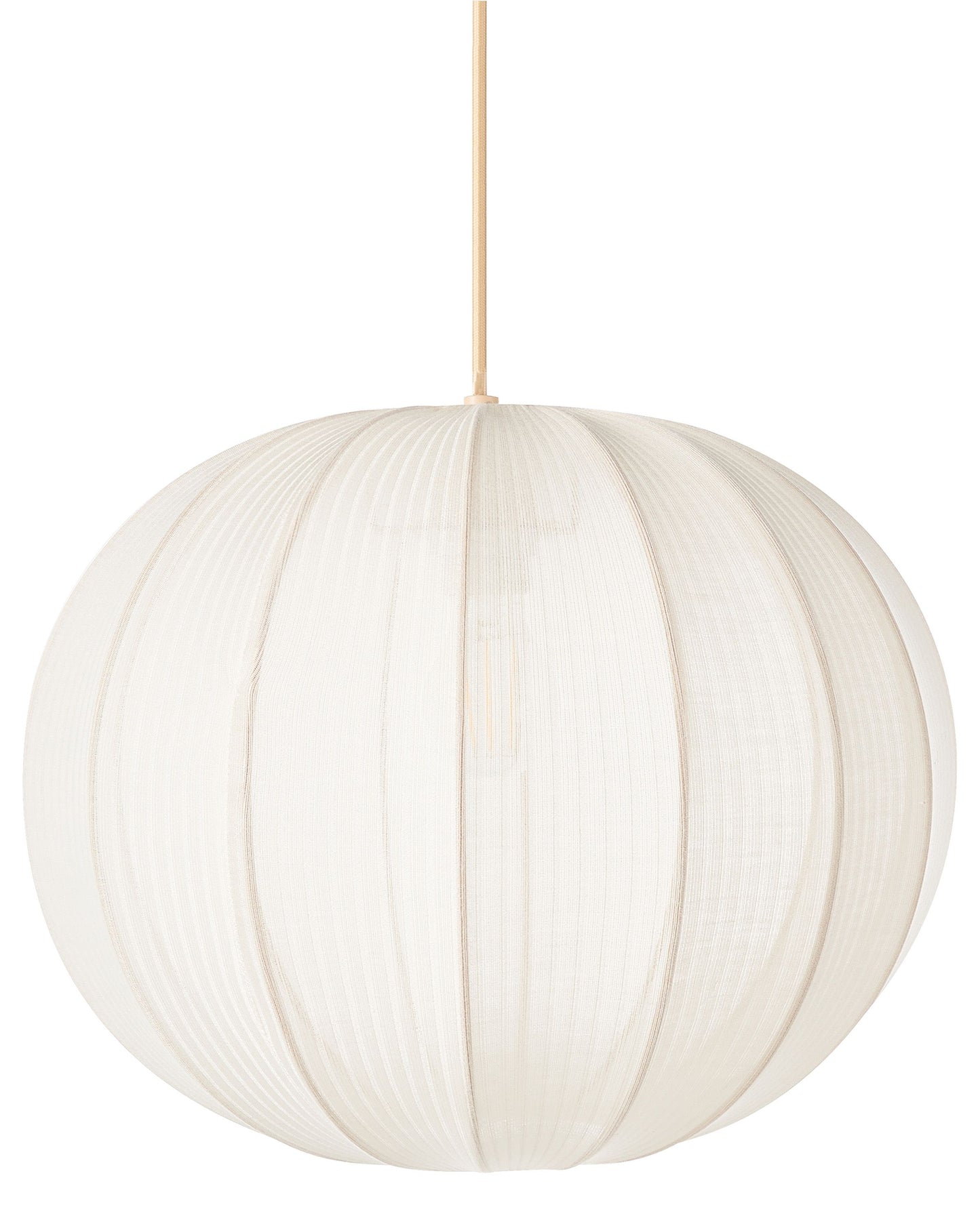 White Nylon Pendant Lamp Pleated Spherical Shade