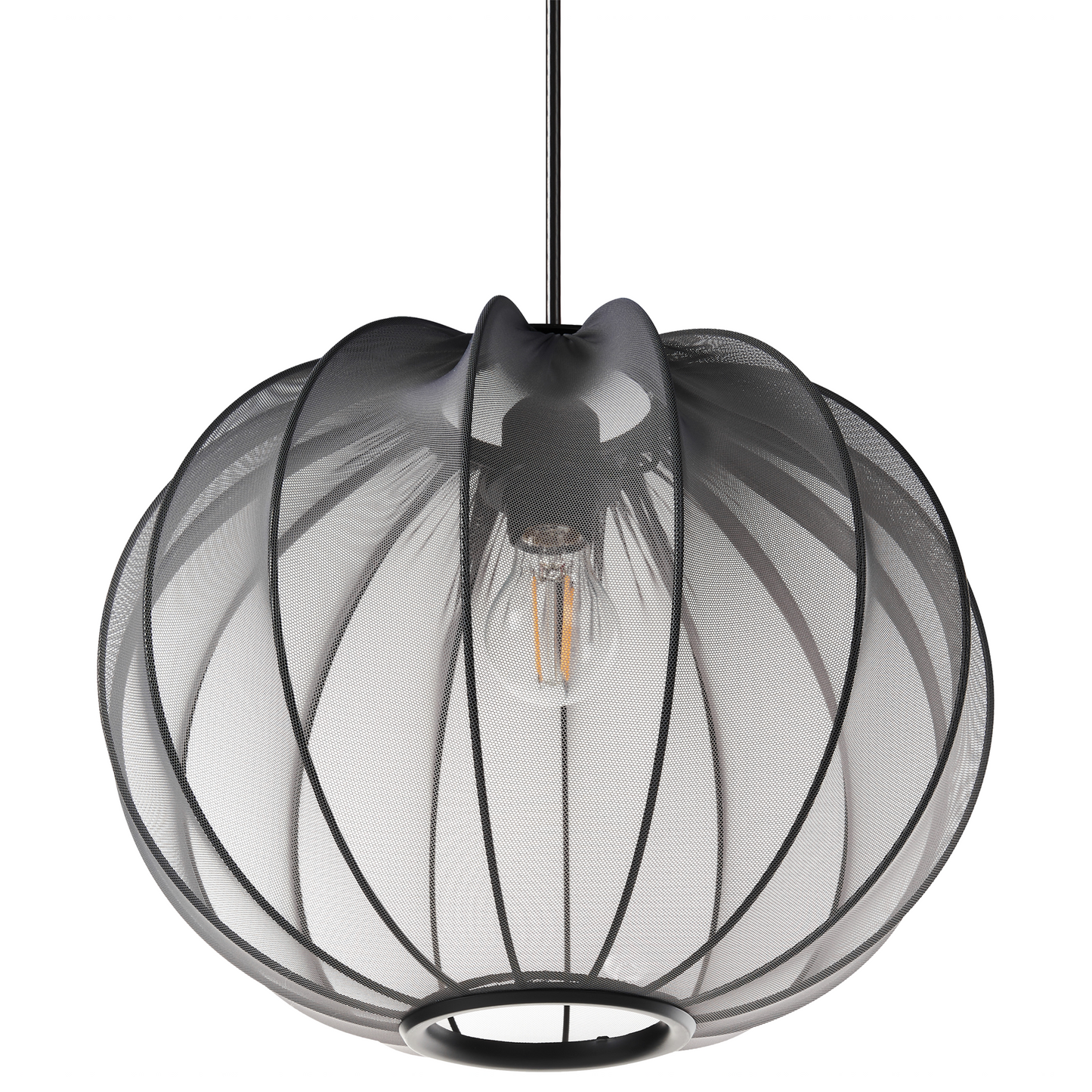 Pendant Lamp Black Nylon Shade Modern Living Room Light