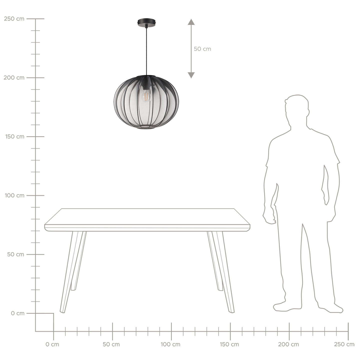 Pendant Lamp Black Nylon Shade Modern Living Room Light