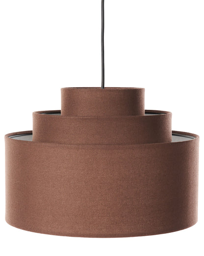 Hanging Pendant Lamp Brown Linen Shade Modern Tiered Design For Living Room