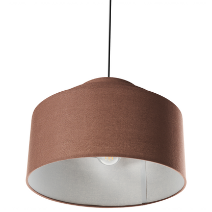 Hanging Pendant Lamp Brown Linen Shade Modern Tiered Design For Living Room