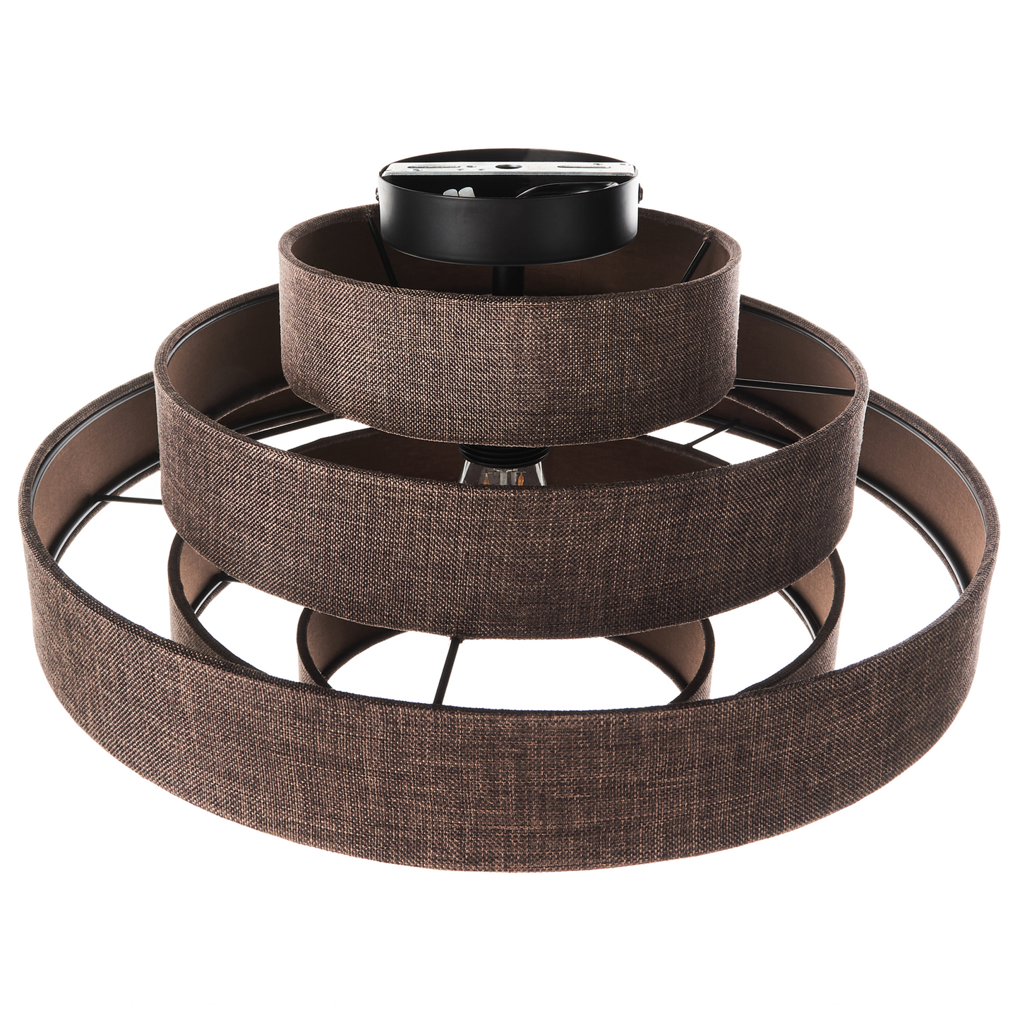 Brown Linen Shade Ceiling Lamp Modern Design