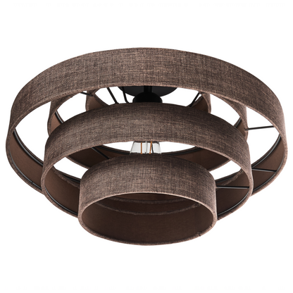 Brown Linen Shade Ceiling Lamp Modern Design