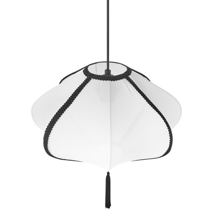 Home Hanging Pendant Lamp White Nylon Shade Tassel Modern Living Room Light